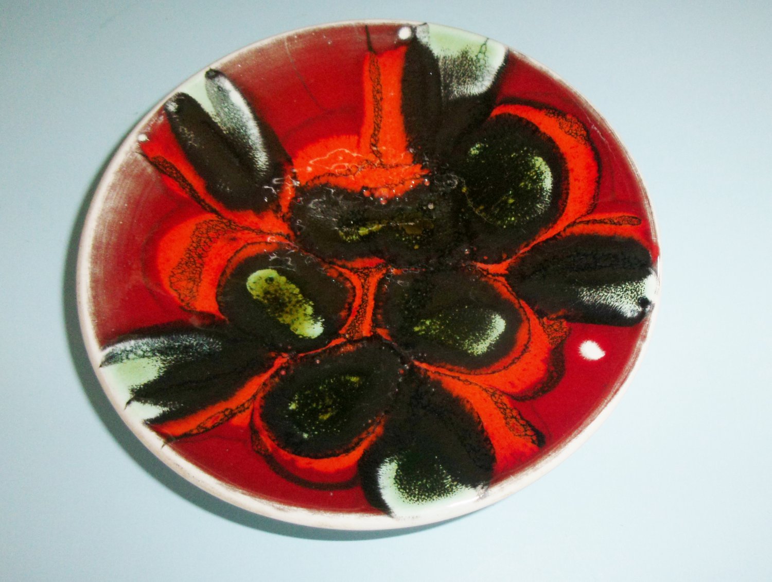 Poole Pottery England Delphis Pin Dish 49 Margaret Anderson Red Black