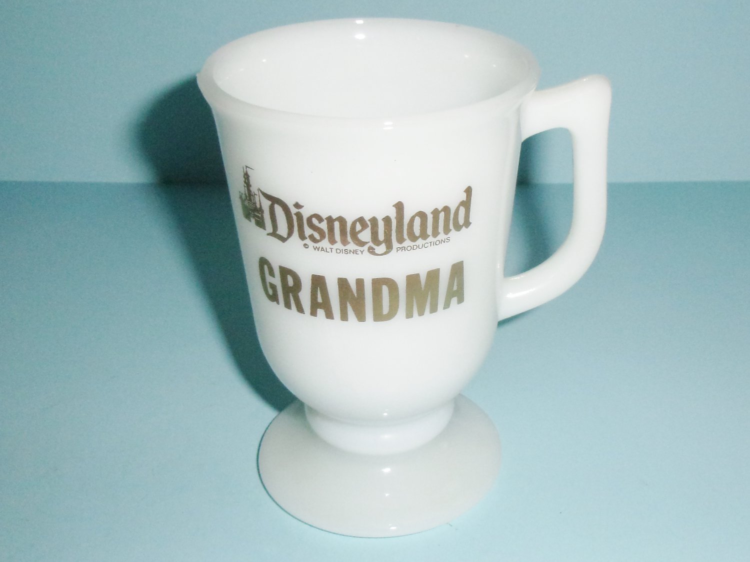Grandma Footed Mug Vintage Disneyland Milk Glass And Gold Lettering Vintage