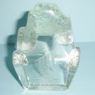 Viking Ship Etched  Crystal Glass Paperweight 1970s Signed Aseda JJ Possible Jim Johnsson Signature
