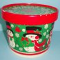 Hallmark Cardboard Happy Holidays Snowmen Container Tub W Lid Vintage