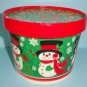 Hallmark Cardboard Happy Holidays Snowmen Container Tub W Lid Vintage