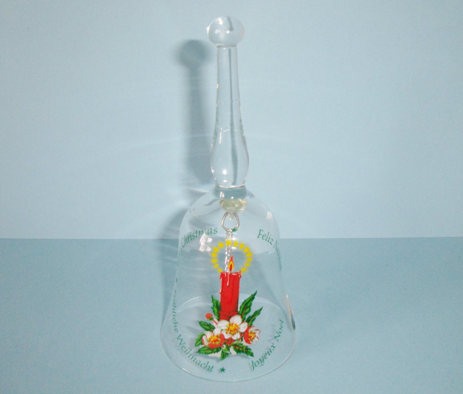 West Virginia Glass Merry Christmas Bell Clear Glass Holiday Bell
