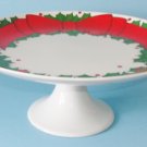 Fitz and Floyd Holly Wreath Pedestal Cake Plate 1976 Christmas Plate