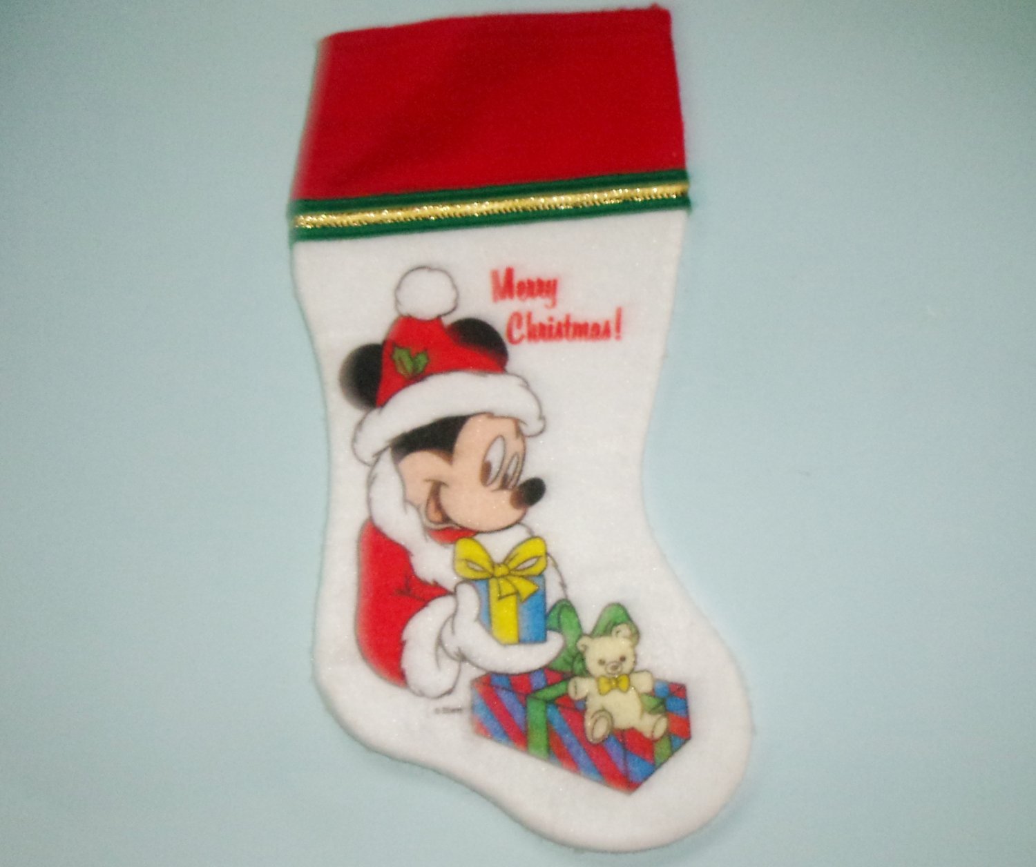 Mickey Mouse Felt Christmas Stocking Vintage Disney 1990s Holidays