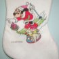 Minnie Mouse Skiing with Tubing Rabbit Felt Christmas Stocking Vintage 1990s