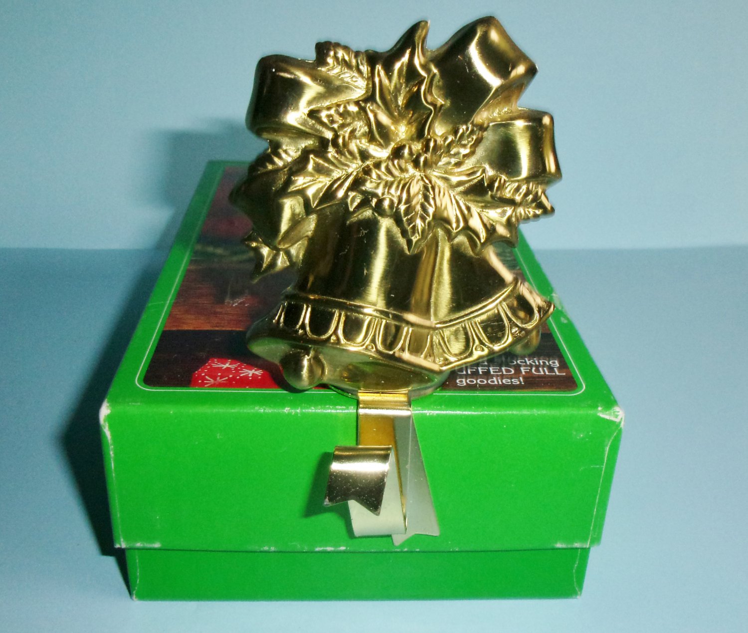 Hallmark Brass Bells Christmas Stocking Hanger In Box QSH8103 Vintage 1982