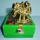 Hallmark Brass Bells Christmas Stocking Hanger In Box QSH810-3 Vintage 1982