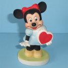 .Disney Minnie Mouse With Heart Figurine Vintage Bisque Porcelain 4 Inches