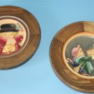 Pair Anri Mother's Day Plates 1979 and 1982 By Ferrandiz Carved Wood Framed