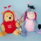 Disney Store Firefly Pooh and Love Bug Eeyore 2000 Valentines Day Plush Bean Bags