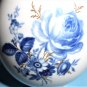 Meissen Aquatinta Blue Rose Porcelain Vase Gold Trim Crossed Swords Mark