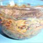 JR Grossman Studio Art Glass Bowl 1998 Signed Brown Gold Swirls Hand Blown