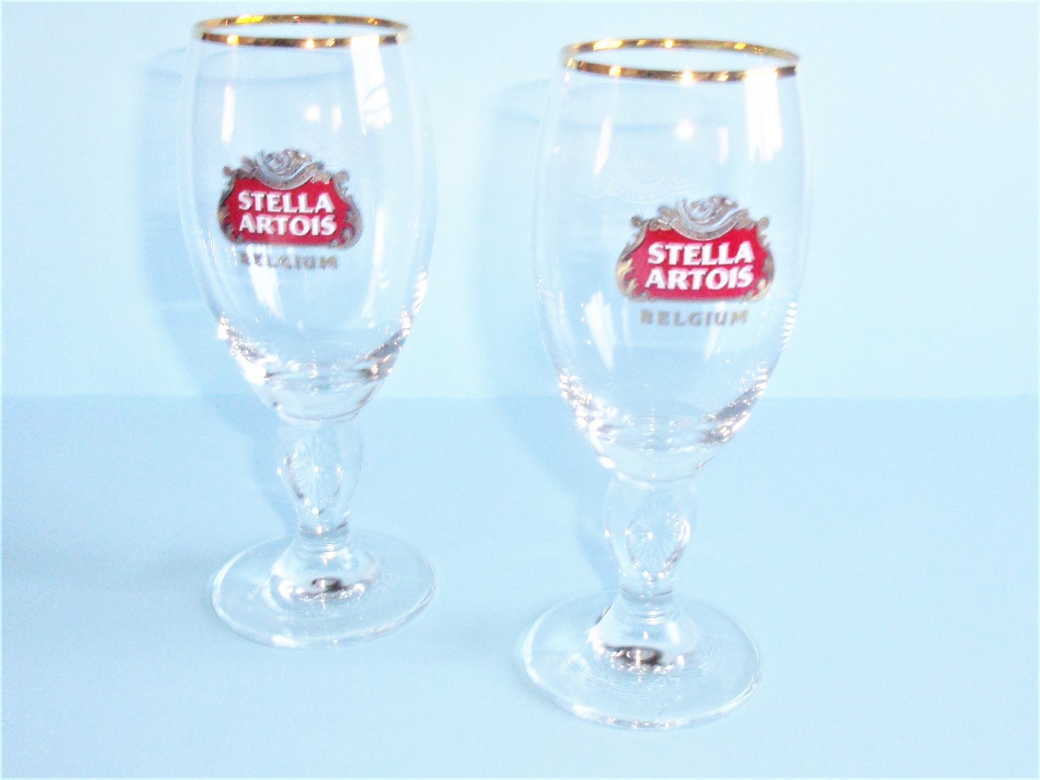 Stella Artois Pair Of 15cl Chalice Stem Beer Glasses 2 Beer Tasting Glasses