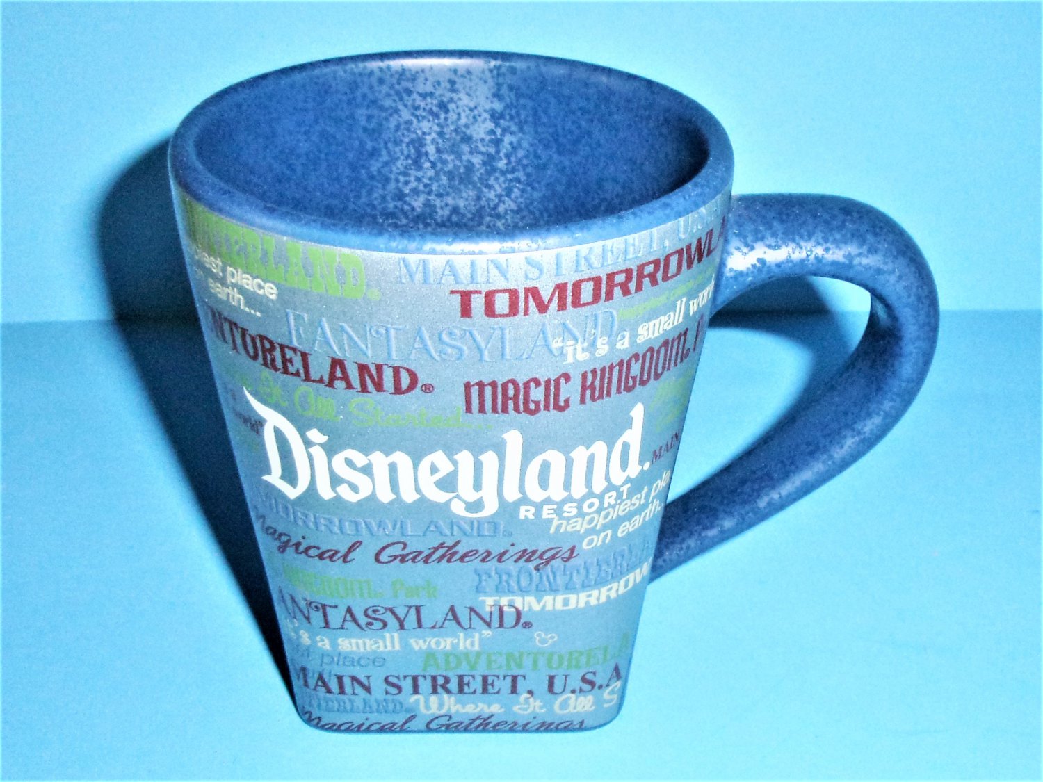 Disneyland Resort Square Base Mug Blue And Silver Ceramic