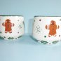 2000 Frankoma Gingerbread Mugs With Holly Hand Painted Pair of Holiday Mugs