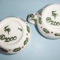 2000 Frankoma Gingerbread Mugs With Holly Hand Painted Pair of Holiday Mugs