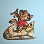 Napier Mickey Mouse Christmas Pin Mickey Mouse and Sleigh Pin Gold Tone 1990s