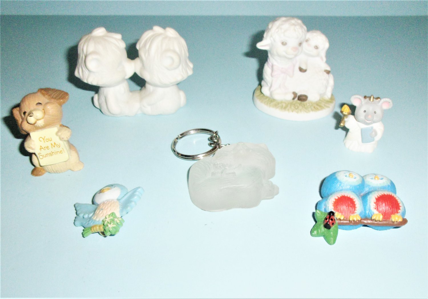 Vintage Hallmark Spring and Summer Items Porcelain Figures Bluebird Magnet and Pin Fox Dog