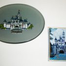 Pair Of Vintage Glass Disneyland Souvenir Trinket Dishes With Cinderellas Castle