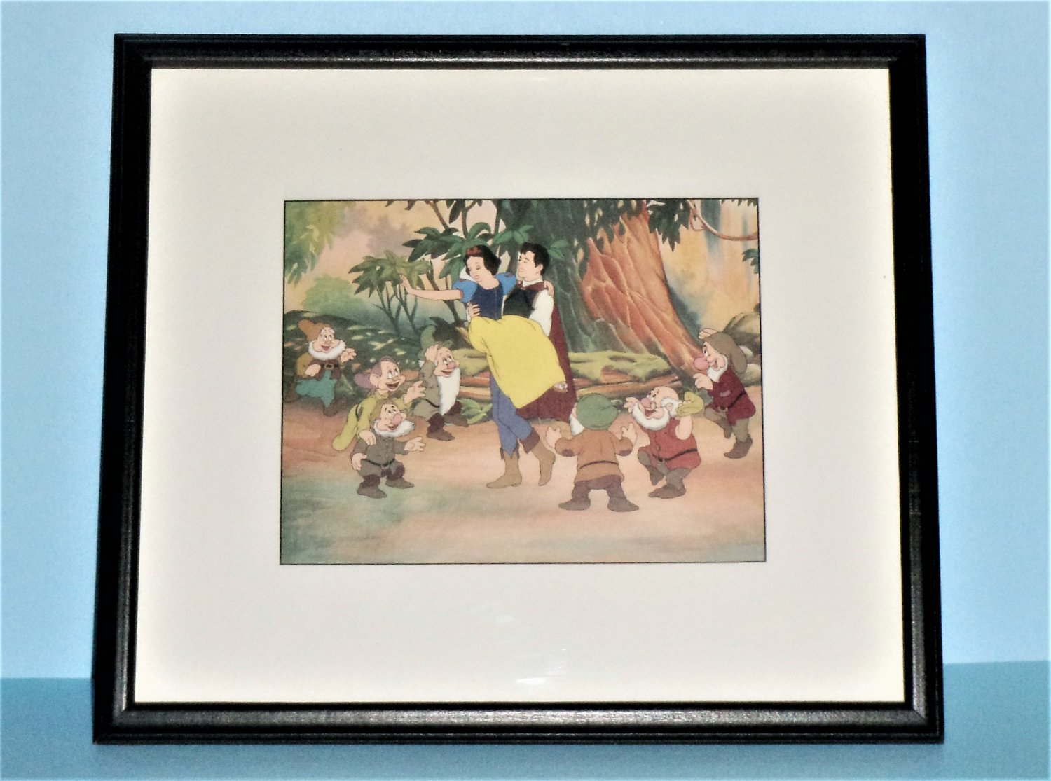 Disney Snow White With Prince Charming and The Seven Dwarfs Print Framed