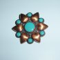 Copper Faux Turquoise Desert Flower Brooch Pin  Bell Trading Company  New Mexico