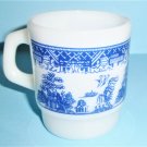 Fire King Blue Willow Glass Mug Blue and White Asian Design Vintage Mug