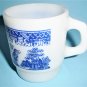 Fire King Blue Willow Glass Mug Blue and White Asian Design Vintage Mug