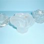 3 Vintage Glass Candle Holders Viking Glass Flower and Spiked Rim Plus Nybro Volcano