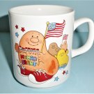 1981 America Grows Great Human Beans Mug Ceramic With USA Flags Vintage Enesco