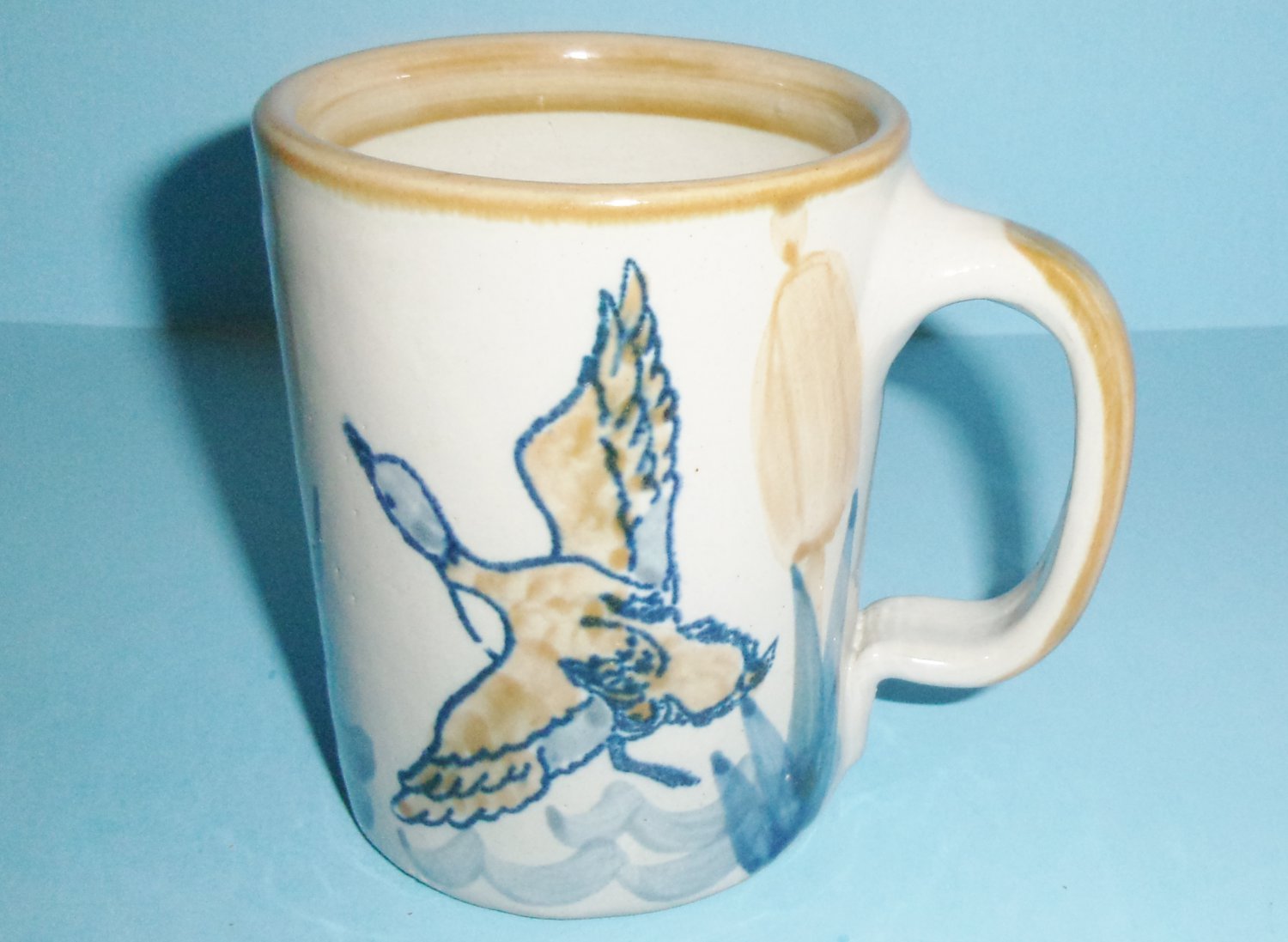 Louisville Stoneware Flying Duck DAD Mug Duck and Cattails Made in USA