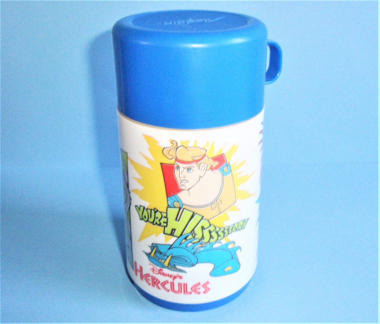 Disney Hercules Plastic Thermos With Cup or Mug Style Lid Made By Aladdin Vintage
