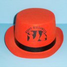 Vintage Halloween Top Hat Orange And Black Stiff Felt With Ghosts On It