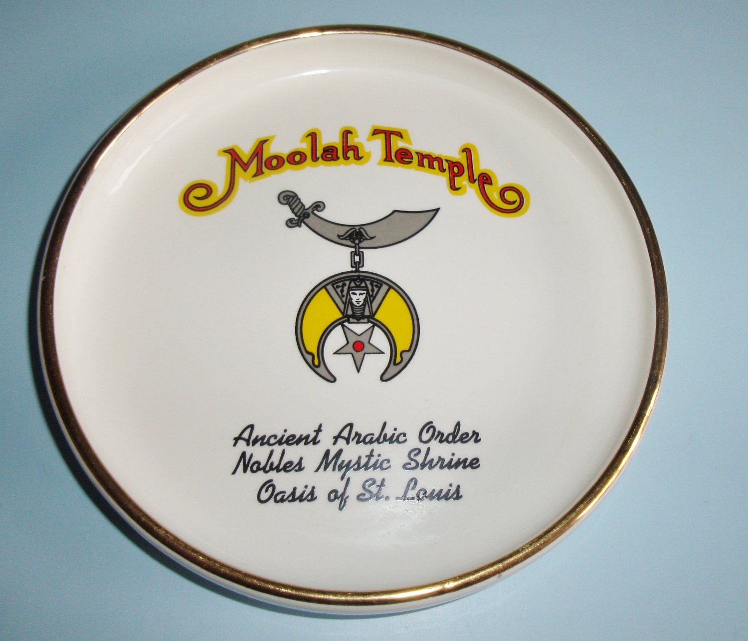 Moolah Temple Nobles Mystic Shrine Ceramic Dish Shriners St Louis MO