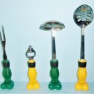 Vintage Disney Mickey Footed Serving Utensils Ladle Slotted Spoon Fork and Opener