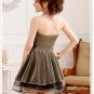 Free Shipping Banquet gold mesh strapless gown sexy dress D2J617G