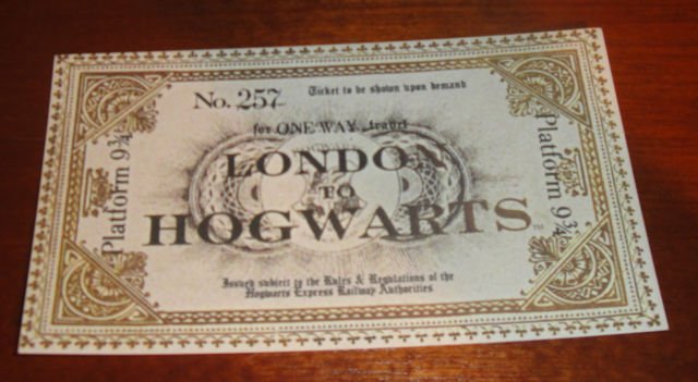 Wizarding Harry Potter Hogwarts Express Train Ticket Prop Replica 9 3 4