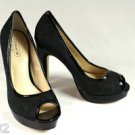 WOMEN'S COACH BREANA SIGNATURE C LEATHER SHOES LADY'S BLACK PEEP-TOE HIGH HEELS.