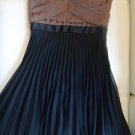 WOMENS "XOXO" BROWN & BLACK CHIFFON TOP W/ BLACK PLEATED BOTTOM STRAPLESS DRESS