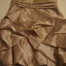 Womens Sequin Hearts Beige Gold Sparkle Gathered Bubble  A- Line Strapless Dress