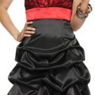 Womens "BCX" Black & Red Gathered bubble  A- Line Sleeveless Dress. Ladies Satin