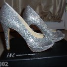 INC WOMENS PEEP TOE GLITTER SILVER PUMPS, LADIES HIGH HEEL SHOES!