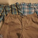 MENS H&M PLAID & KHAKI FLAT FRONT SHORTS NWT