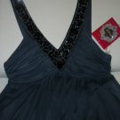 Womens "Trixxi" Gray Beaded Sleeveless Ladies V-Neck Chiffon Dress Size Small