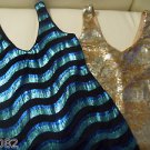 WOMENS "AS YOU WISH" GOLD/SILVER (METALLICS) or BLUE & BLACK SEQUIN DRESS LADIES