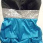 Womens "Ruby Rox" Teal, Black & Silver Gathered bubble  A- Line Sleeveless Dress size 7
