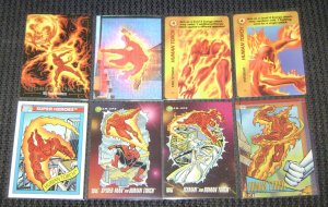 Human Torch Cards- Fantastic Four Marvel Motion Overpower Universe- Lot of 8 NM-M
