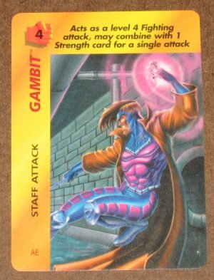 Marvel OverPower (Fleer 1995) - Gambit Staff Attack Card NM