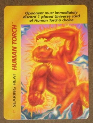 Marvel OverPower (Fleer 1995) - Human Torch Searing Heat Card EX-MT