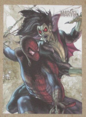 Marvel Heroes and Villains (Rittenhouse 2010) Parallel Card #78- Spider-Man vs. Morbius EX-MT