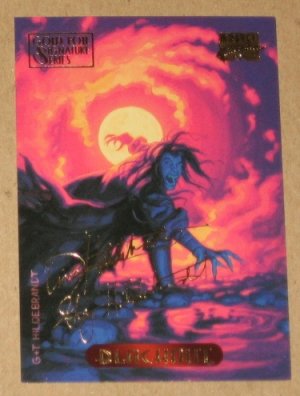 Marvel Masterpieces 1994 (Fleer) Gold-Foil Signature Parallel Card #10- Blackout EX